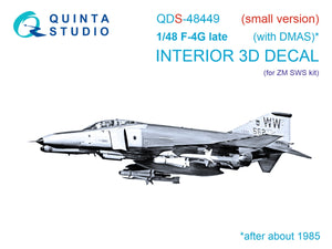 Intérieur imprimé en 3D et coloré sur papier décalcomanie Quinta Studio QDS-48449 F-4G tardif (Zoukei Mura SWS) (Petite version) 1/48