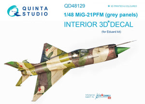 Intérieur imprimé en 3D et coloré sur papier décalcomanie (pour kit Eduard) Quinta Studio QD48129 MiG-21PFM (panneaux gris) 1/48