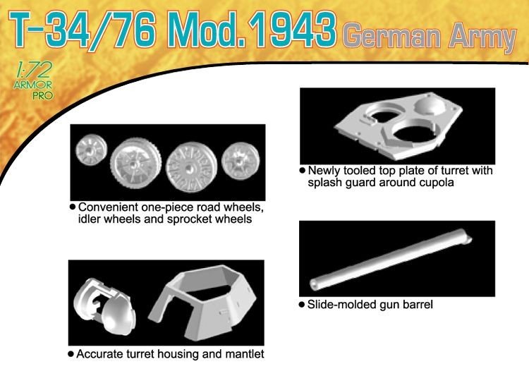 Dragon 7268 T-34/76 Mod.1943 Armée allemande (1/72) – immagine 3