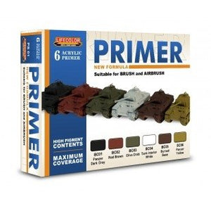 Coffret acrylique Lifecolor PS01 avec 6 apprêts colorés