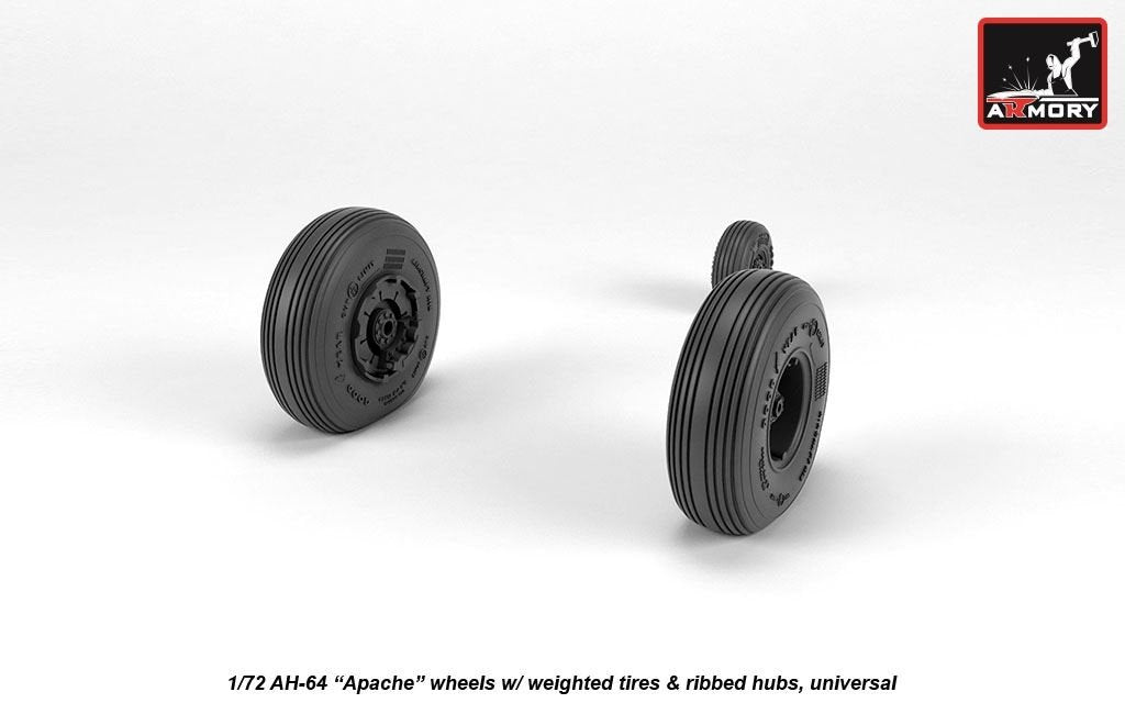 Roues Armory Models AW72336 AH-64 Apache avec pneus lestés et moyeux nervurés, échelle 1/72 – Bild 3