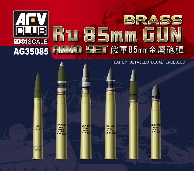 AFV Club AG35085 RU Munitions pour canon de 85 mm 1/35