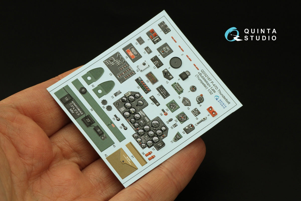Quinta Studio QD32187 P-47D Thunderbolt Bubbletop (version tardive) Intérieur coloré imprimé en 3D sur papier décalcomanie (Trumpeter) 1/32 – Bild 5