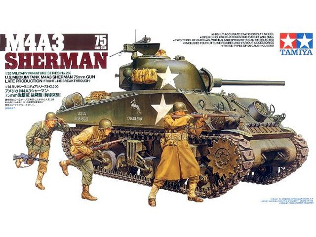 Tamiya 35250 Char moyen américain M4A3 Sherman Canon de 75 mm Production tardive (1/35)