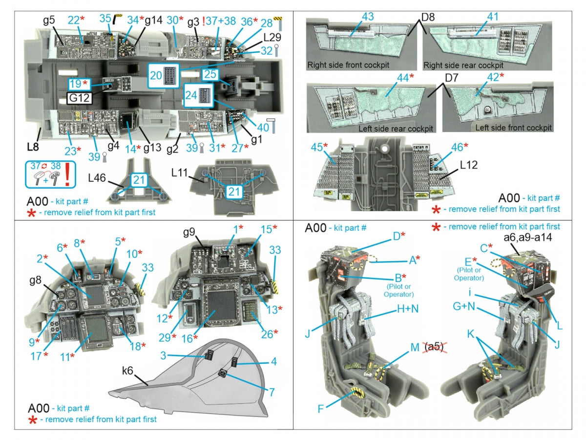 Intérieur imprimé en 3D et coloré pour le F-14B de Quinta Studio QD48404 (GWH) à l&amp;#39;échelle 1/48 – image 2