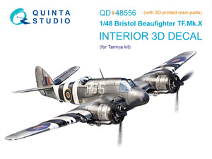 Intérieur imprimé en 3D et coloré sur papier décalcomanie (Tamiya) (avec pièces en résine imprimées en 3D) Quinta Studio QD+48556 Bristol Beaufighter TF.Mk.X, échelle 1/48