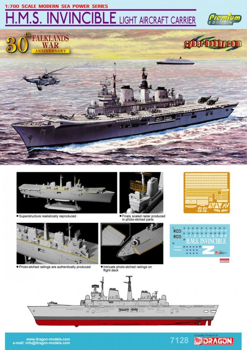 Dragon 7128 HMS Invincible Porte-avions léger (30e anniversaire de la guerre des Malouines) 1/700 – Bild 3