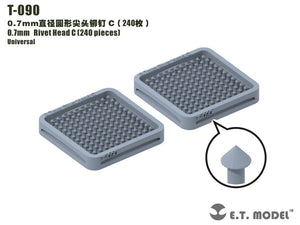 Rivets à tête C, modèle T-090 de 0,7 mm (240 pièces)