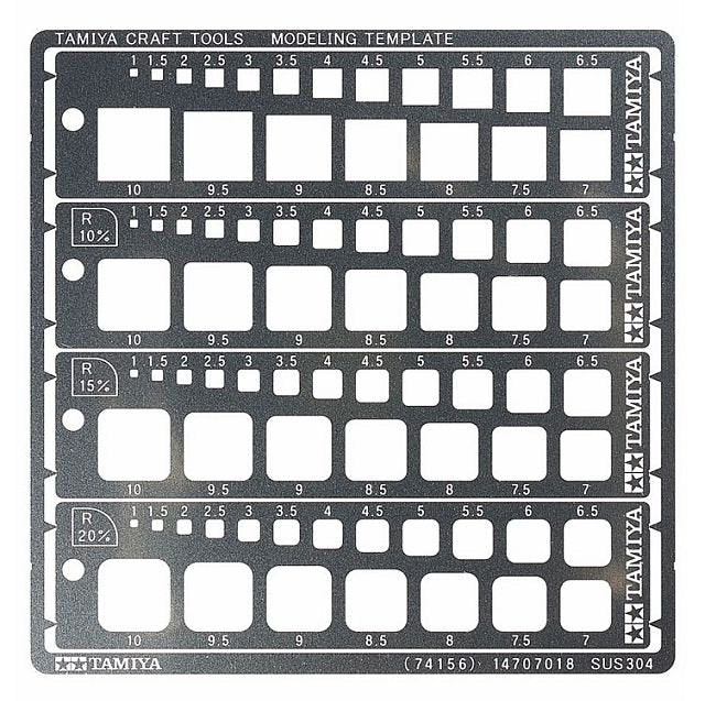 Gabarit de modélisme Tamiya 74156 (carré, 1-10 mm) en acier inoxydable