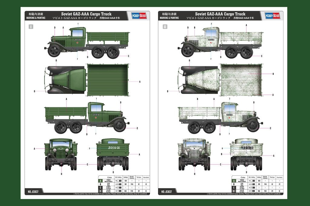 Camion cargo soviétique GAZ-AAA Hobby Boss 83837 – imagen 3