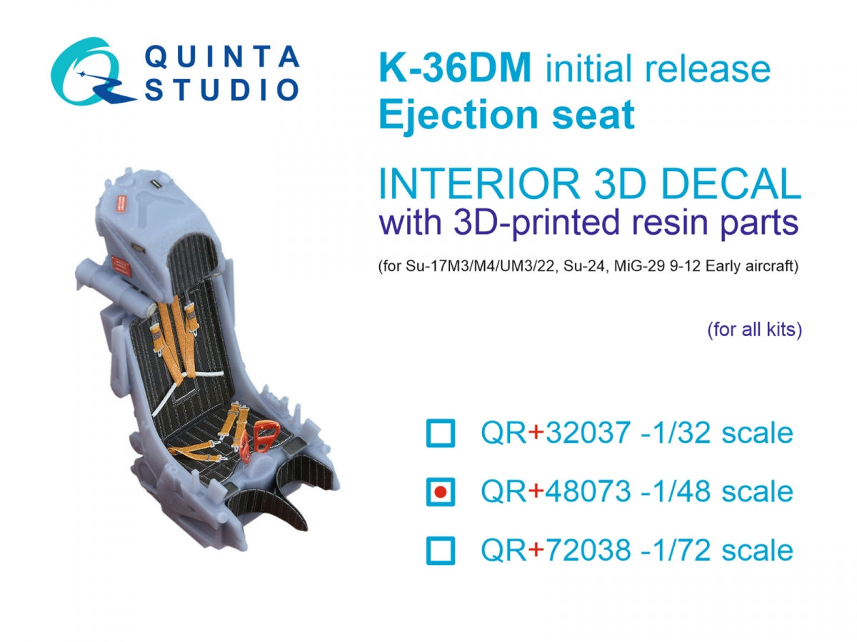 Quinta Studio QR+48073 Siège éjectable K-36DM (première version) (pour Su-17M3/M4/UM3/22, Su-24, MiG-29 9-12 Premiers appareils) (Toutes les maquettes) 1/48