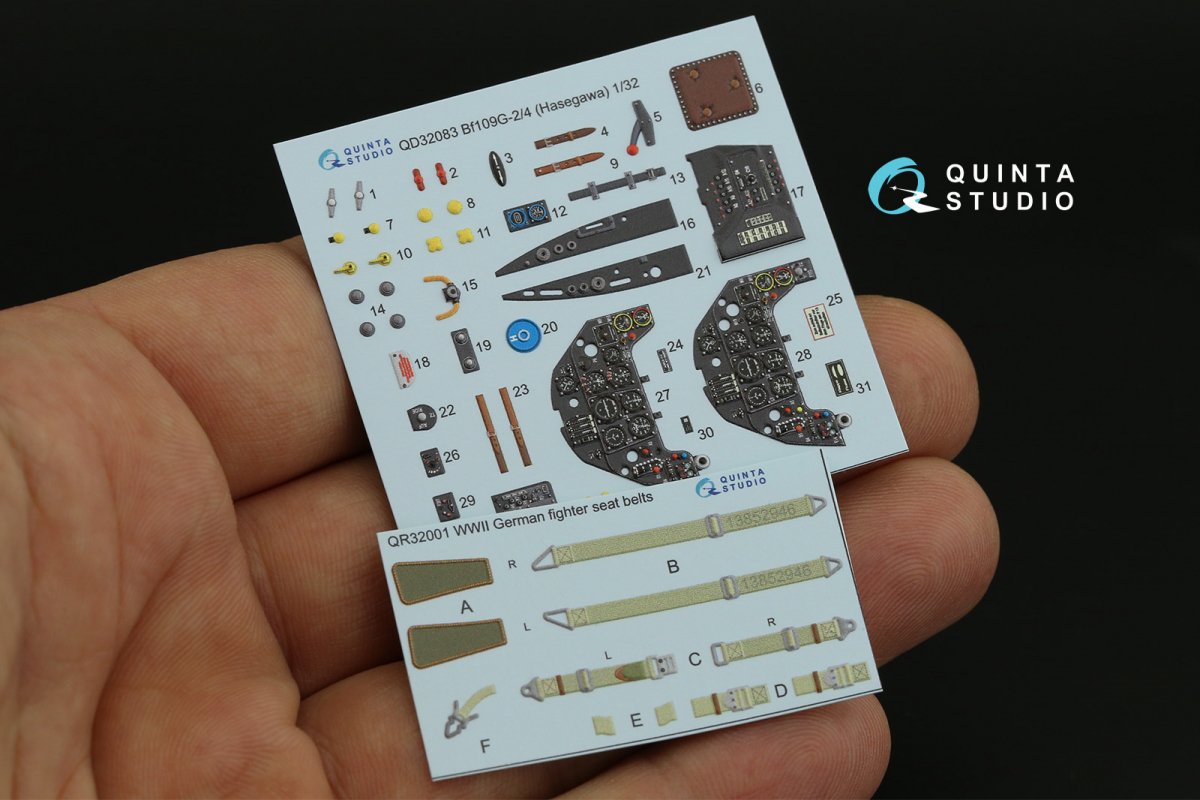 Intérieur imprimé en 3D et coloré sur papier décalcomanie Quinta Studio QD32083 Bf 109G-2/G-4 (Hasegawa) 1/32 – immagine 5
