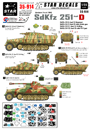 Star Decals 35-914 Front de l&amp;#39;Est Sdkfz 251 Ausf D 1/35