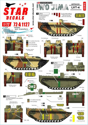 Star Decals 72-A1127 GUERRES DU PACIFIQUE AMÉRICAINES - IWO JIMA USMC LVT-4 Amtracks 1/72