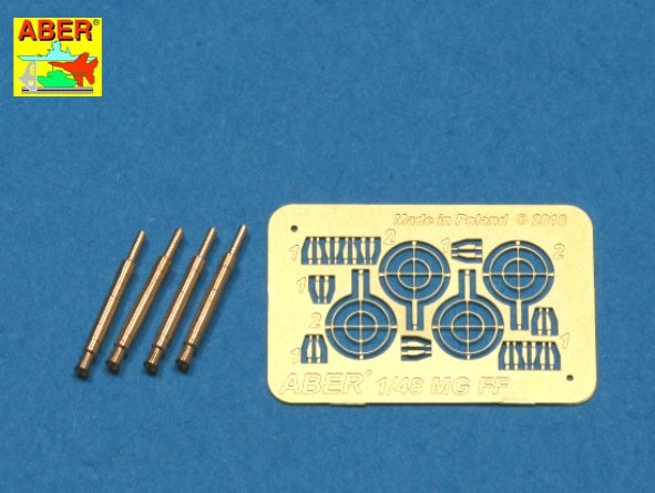 Aber A48 008 Ensemble de 4 canons pour mitrailleuses d&amp;#39;avion allemandes Oerlikon 20 mm MG FF avec viseurs (1/48)  – imagen 2