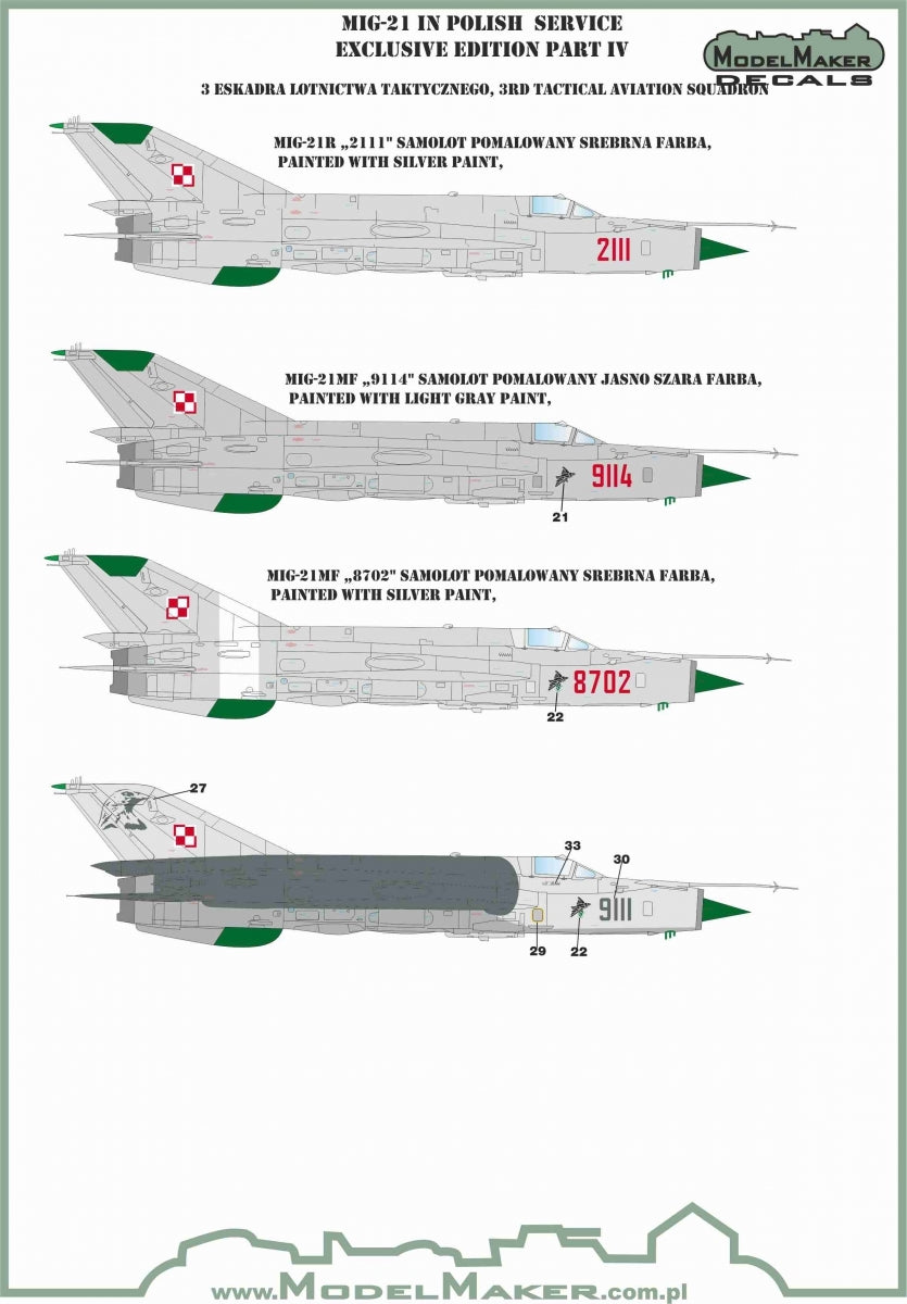 Décalcomanies ModelMaker D48153 MiG-21 en service polonais, édition exclusive partie IV 1/48 – image 5