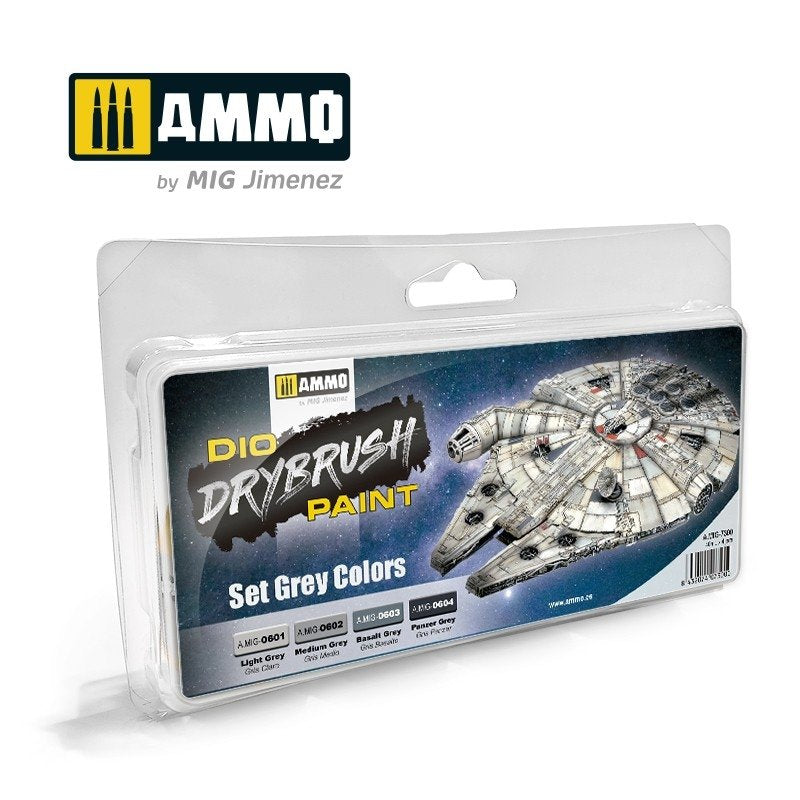 Munitions pour Mig 7300 DRYBRUSH, lot de 4 cartouches de 40 ml, couleurs grises
