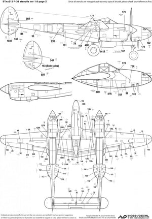 HobbyDecal ST48012V1 Pochoirs P-38 version 1 1/48 – image 3