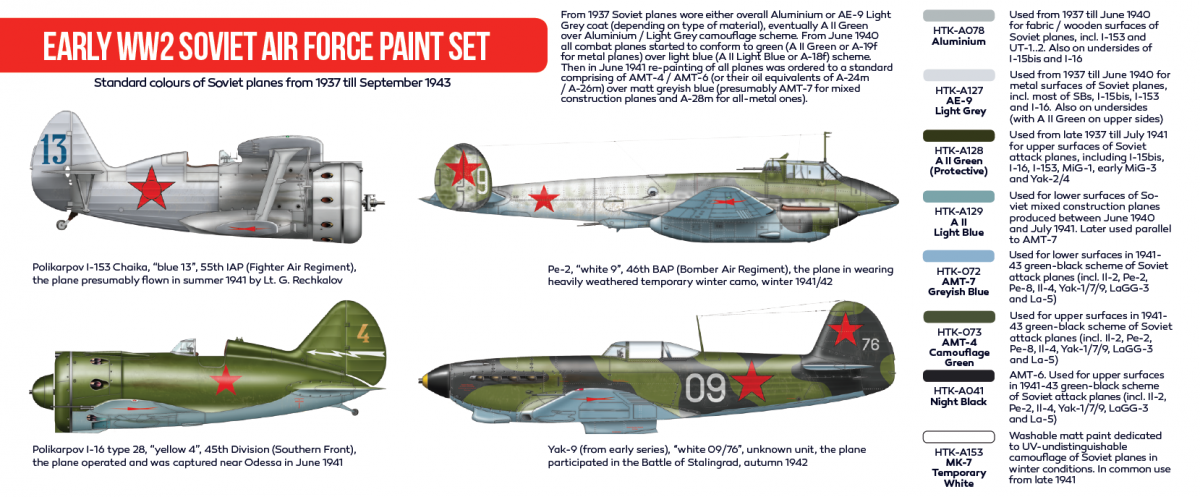 Ensemble de peinture Hataka HTK-AS33 pour l&amp;#39;armée de l&amp;#39;air soviétique du début de la Seconde Guerre mondiale (8 x 17 ml) – immagine 2