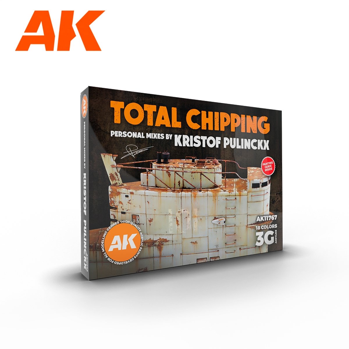 AK Interactive AK11767 SIGNATURE SET – TOTAL CHIPPING – KRISTOF PULINCKX PEINT SET 18x17 ml