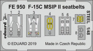 Ceintures de sécurité Eduard FE950 F-15C MSIP II en acier, échelle 1/48, Great Wall Hobby