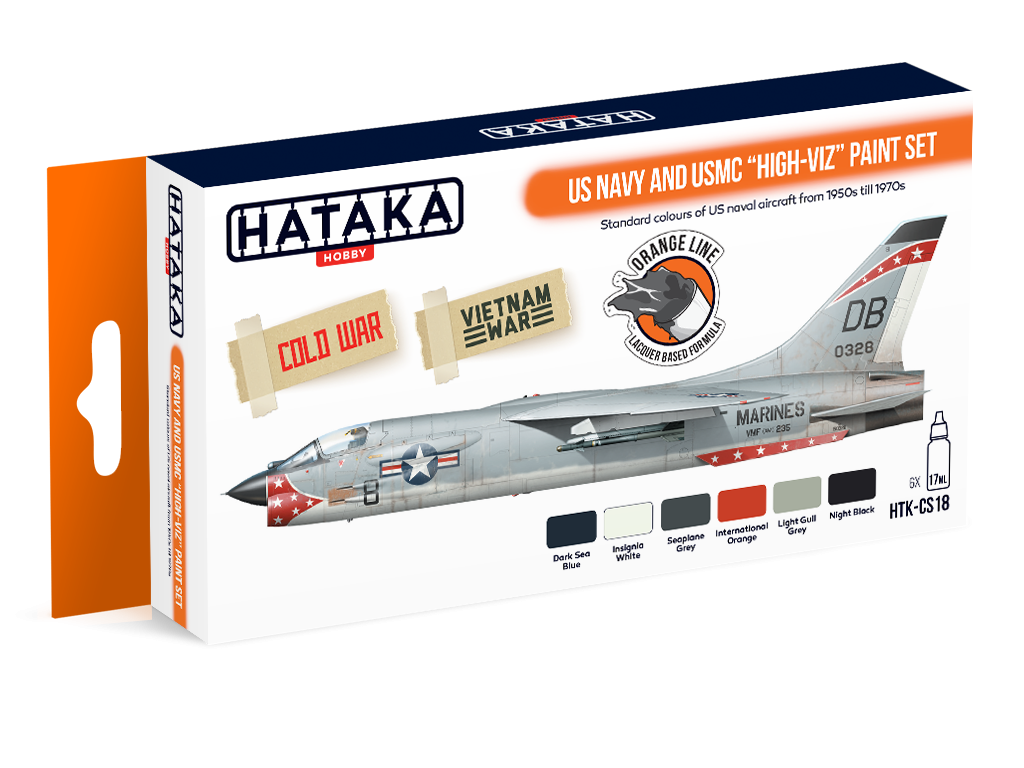 Hataka HTK-CS18 ORANGE LINE – Kit de peinture haute visibilité pour l&amp;#39;US Navy et l&amp;#39;USMC (6 x 17 ml)