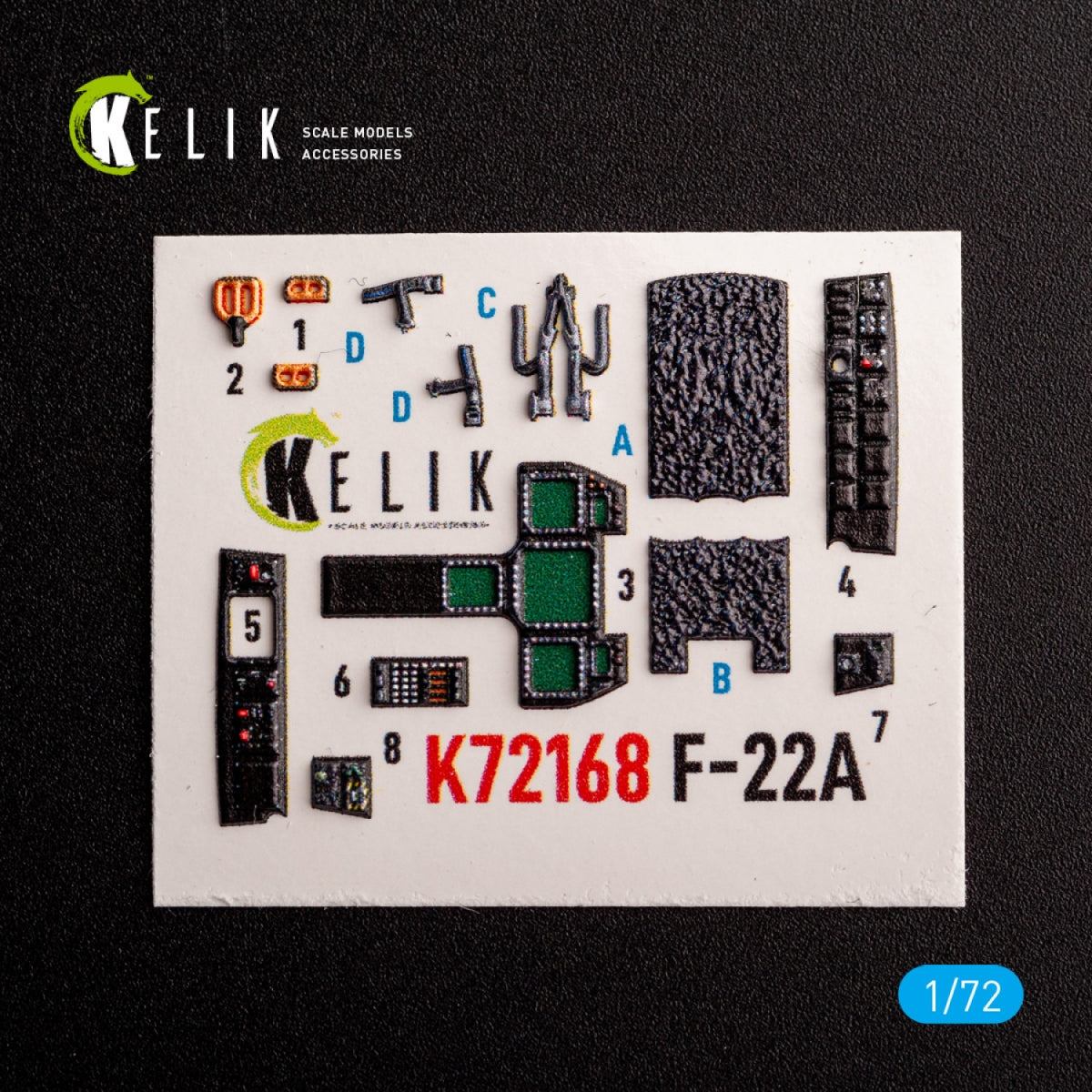 Kelik K72168 F-22A Raptor - interior 3D decals for Academy kit 1/72