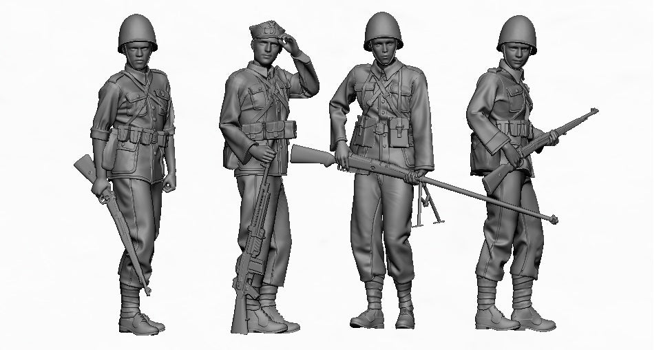 Glowel Miniatures 72007 Infanterie polonaise debout (4 figurines, imprimées en 3D) 1/72
