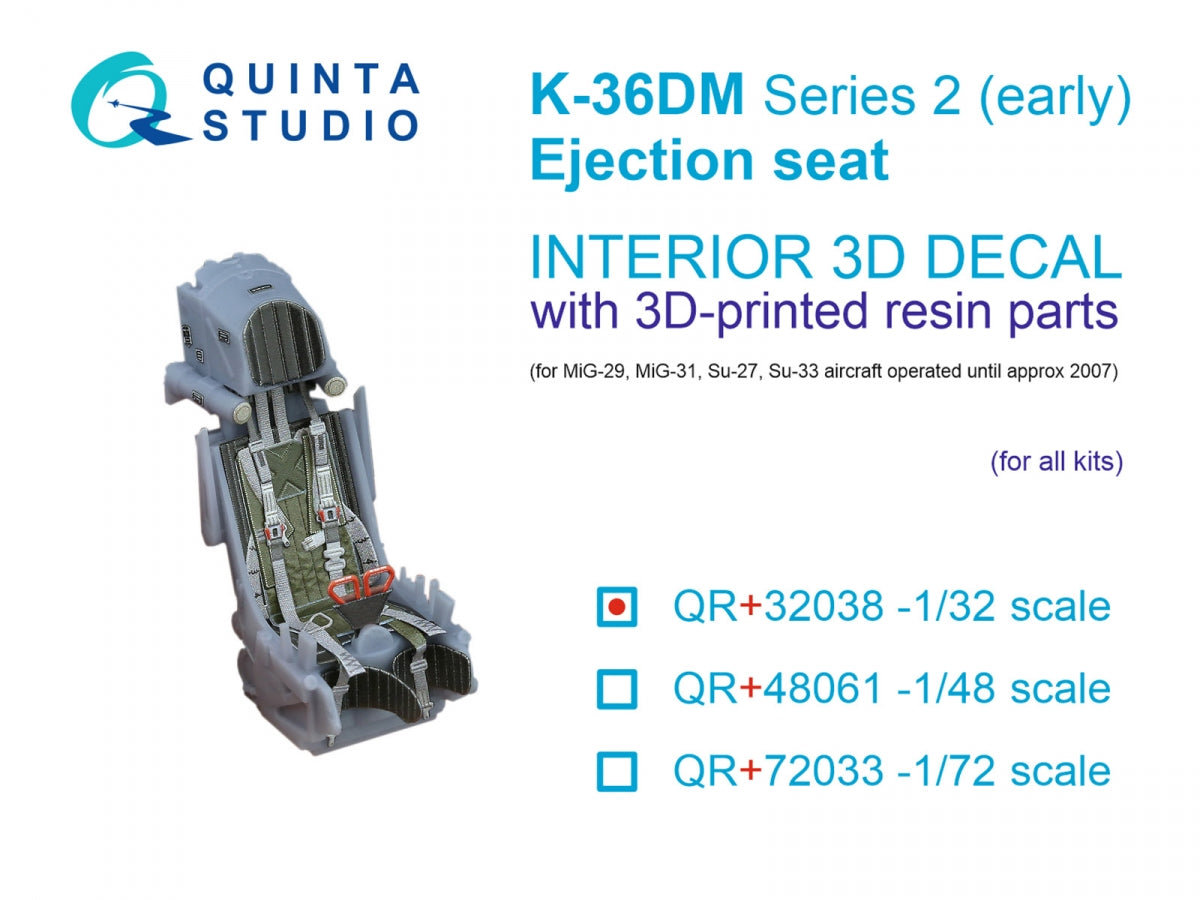 Quinta Studio QR+32038 Siège éjectable K-36DM Série 2 (première version) (pour avions MiG-29, MiG-31, Su-27, Su-33 jusqu'en 2007) (Tous les kits) 1/32