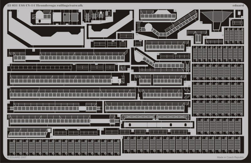 Eduard 53031 USS CV-14 Ticonderoga rambardes/passerelle 1/350 Trumpeter