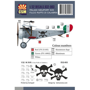 Copper State Models D32-003 Italien Nieuport XVII Fulco Ruffo Di Calabria 1/32