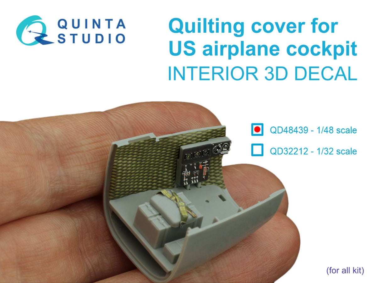 Quinta Studio QD48439 Housse matelassée pour cockpit d&amp;#39;avion américain. Intérieur coloré imprimé en 3D sur papier décalcomanie (Tous les kits) 1/48 – image 6