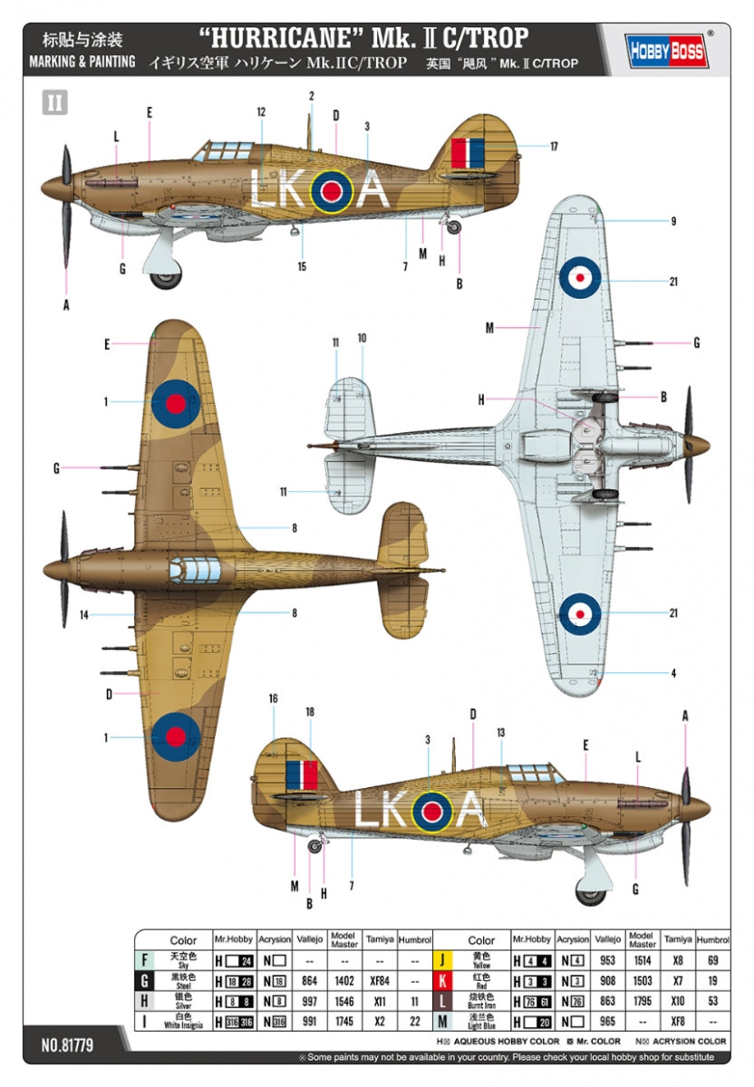 Hobby Boss 81779 Hawker Hurricane Mk.IIc / Trop 1/48 – immagine 4