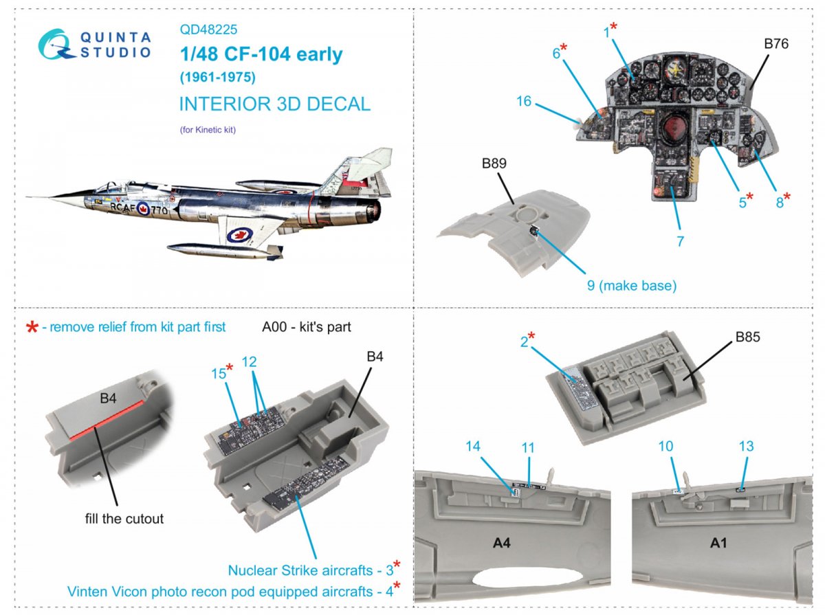Quinta Studio QD48225 CF-104 Intérieur imprimé en 3D et coloré sur papier décalcomanie (Kinetic) 1/48 – Bild 2