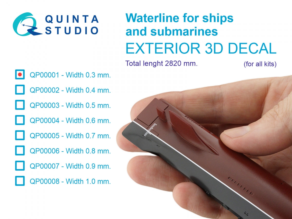 Quinta Studio QP00001 Waterline for ships and submarines. Width 0.3 mm, length 2820 mm. (for all kits)