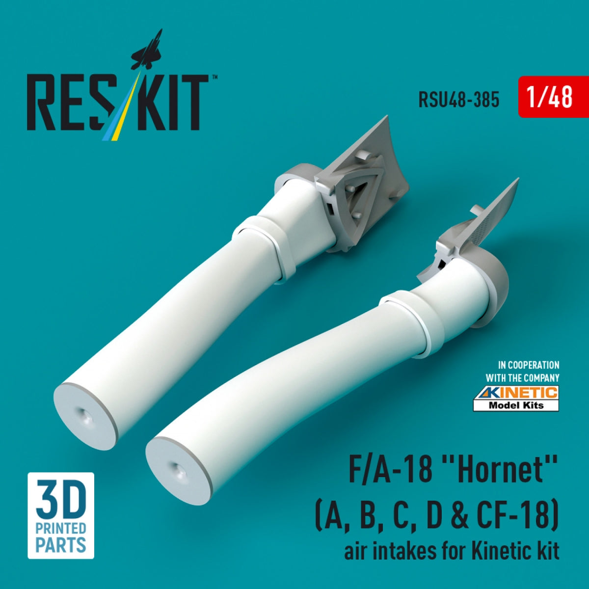 Prises d'air RESKIT RSU48-0385 F/A-18 « Hornet » (A, B, C, D et CF-18) pour maquette Kinetic (impression 3D) au 1/48