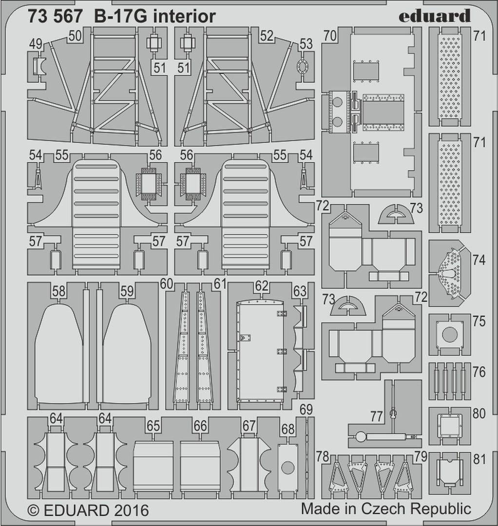 Intérieur du cockpit du B-17G Eduard 73567 AIRFIX 1/72
