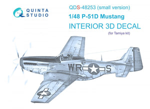 Intérieur imprimé en 3D et coloré sur papier décalcomanie Quinta Studio QDS-48253 P-51D (Tamiya) (petite version) 1/48