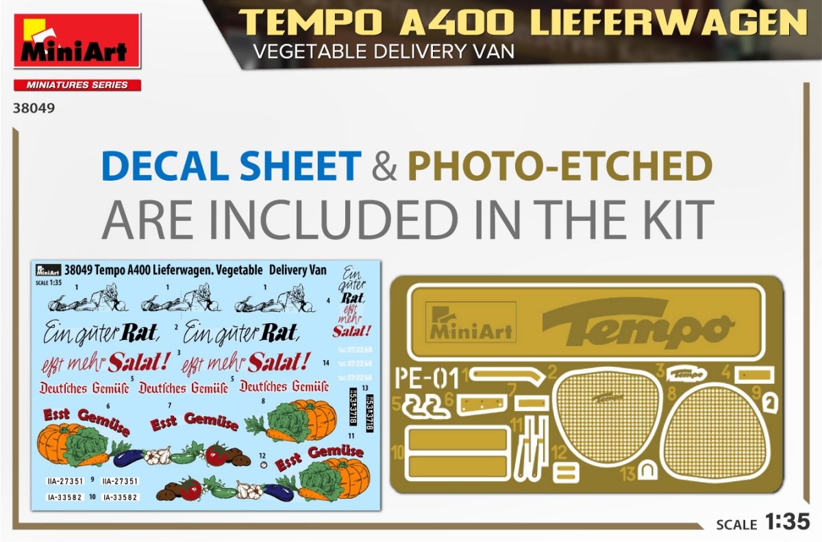 MiniArt 38049 TEMPO A400 LIEFERWAGEN. FOURgon DE LIVRAISON DE LÉGUMES 1/35 – image 2
