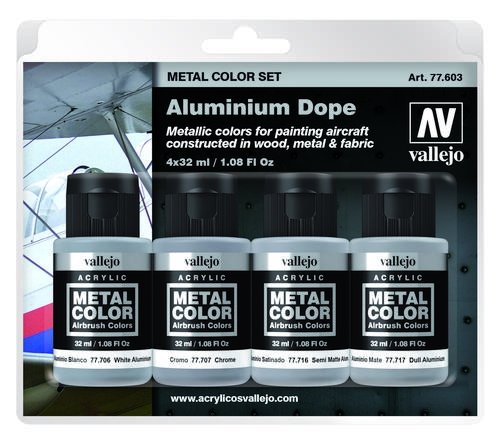 Vallejo 77603 Peinture aluminium 4 x 32 ml