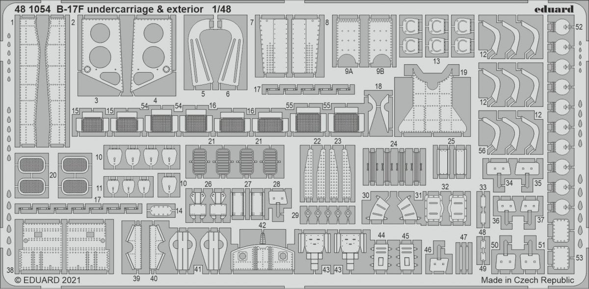 Eduard 481054 B-17F train d&amp;#39;atterrissage et extérieur HKM 1/48