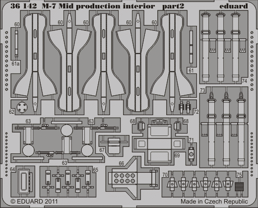 Intérieur Eduard 36142 M-7 de production intermédiaire, échelle 1/35, Dragon