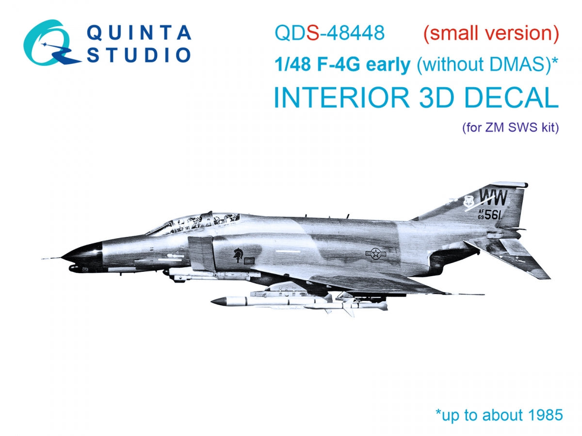 Quinta Studio QDS-48448 F-4G early 3D-Printed &amp; colored Interior on decal paper (Zoukei Mura SWS) (Small version) 1/48