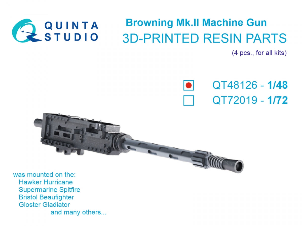 Mitrailleuse Browning Mk.II de Quinta Studio, 4 pièces (tous kits) 1/48
