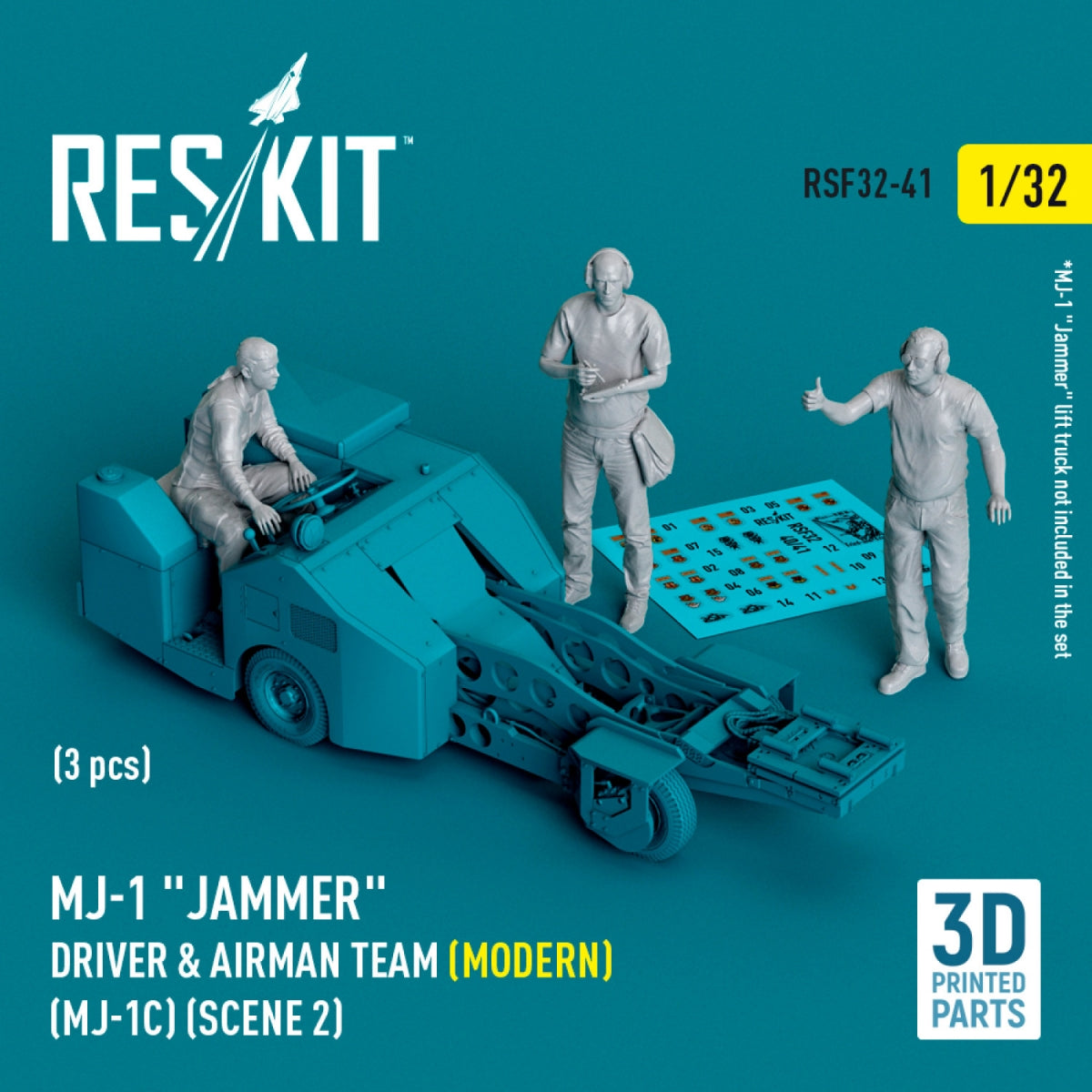 RESKIT RSF32-0041 MJ-1 "Jammer" Driver &amp; airman team (Modern) (MJ-1C) (scene 2) (3 pcs) (3D Printed) 1/32