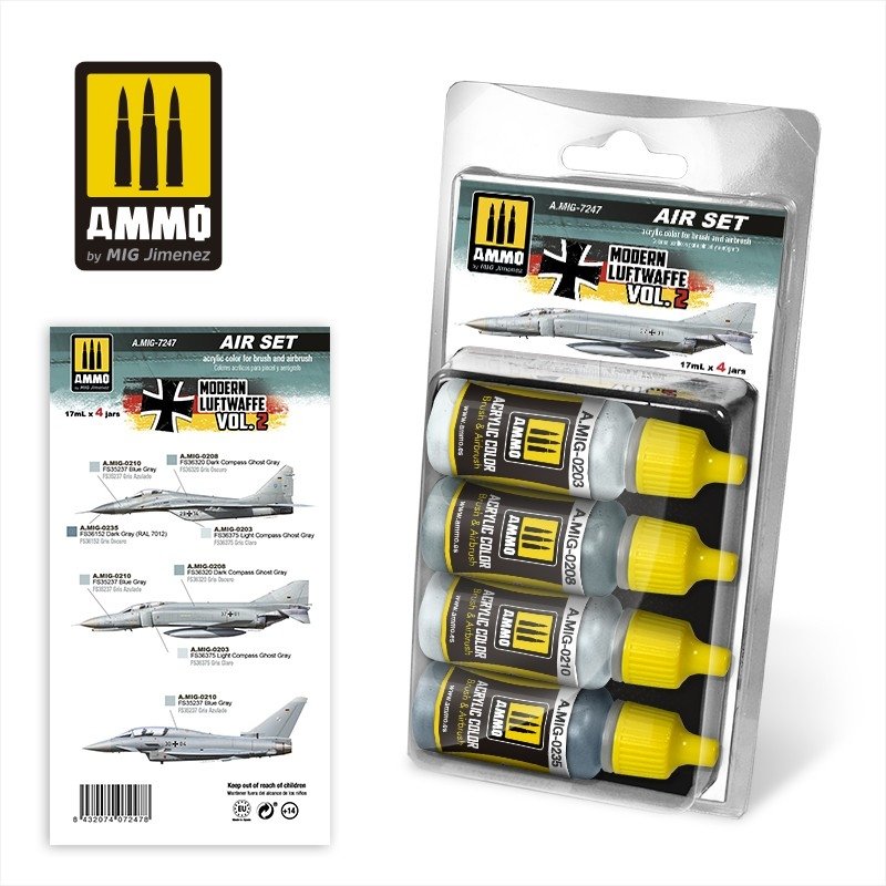 Munitions de Mig Jimenez 7247 Modern LUFTWAFFE Vol.2 Set SET 4x17ml