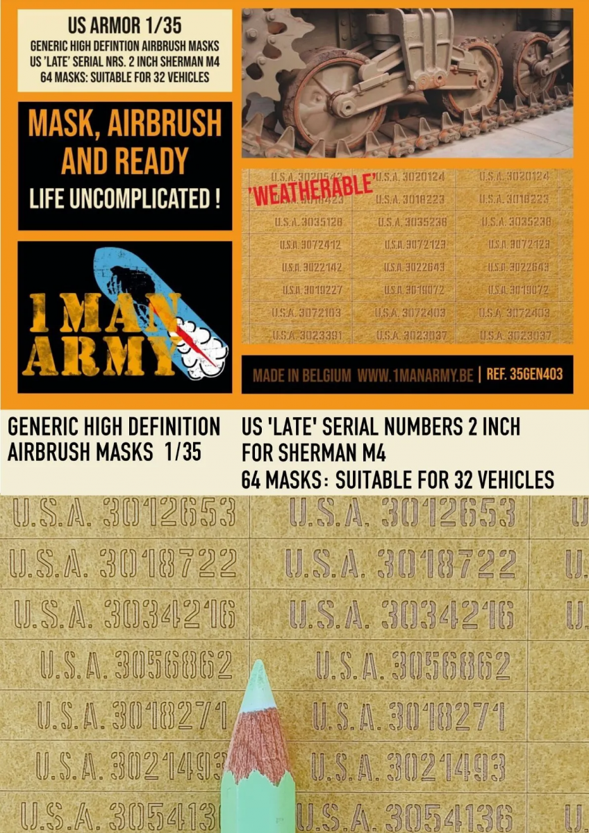1 Man Army 35GEN403 US « Late » Serial Numbers 2 inch 1/35
