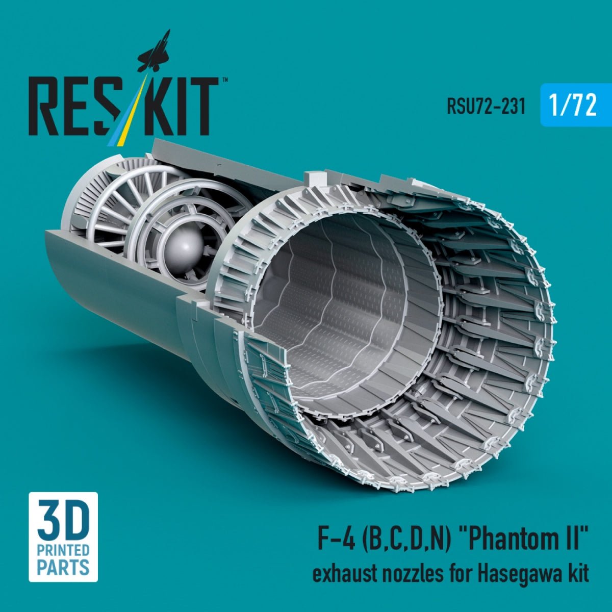 RESKIT RSU72-0231 F-4 (B, C, D, N) &amp;quot;Phantom II&amp;quot; exhaust nozzles for Hasegawa kit (3D Printed) 1/72 – zdjęcie 2