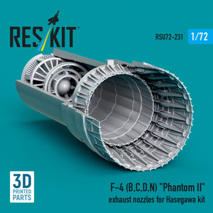 RESKIT RSU72-0231 F-4 (B, C, D, N) &amp;quot;Phantom II&amp;quot; exhaust nozzles for Hasegawa kit (3D Printed) 1/72 – zdjęcie 2