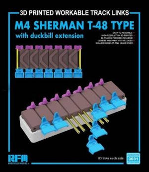 Maquette Rye Field 3031 M4 Sherman type T-48 avec extension de bec de canard, impression 3D à l&amp;#39;échelle 1/35